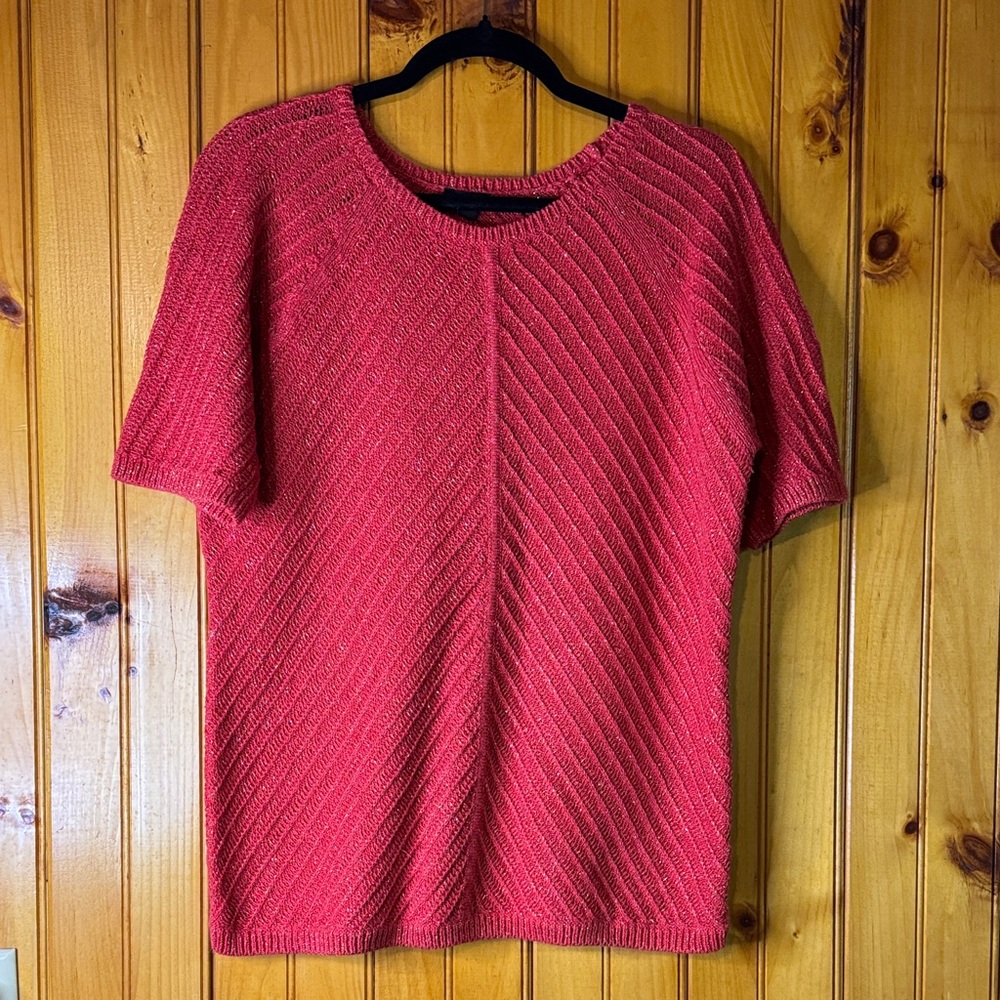 Talbots Shimmering Red Knit Top
